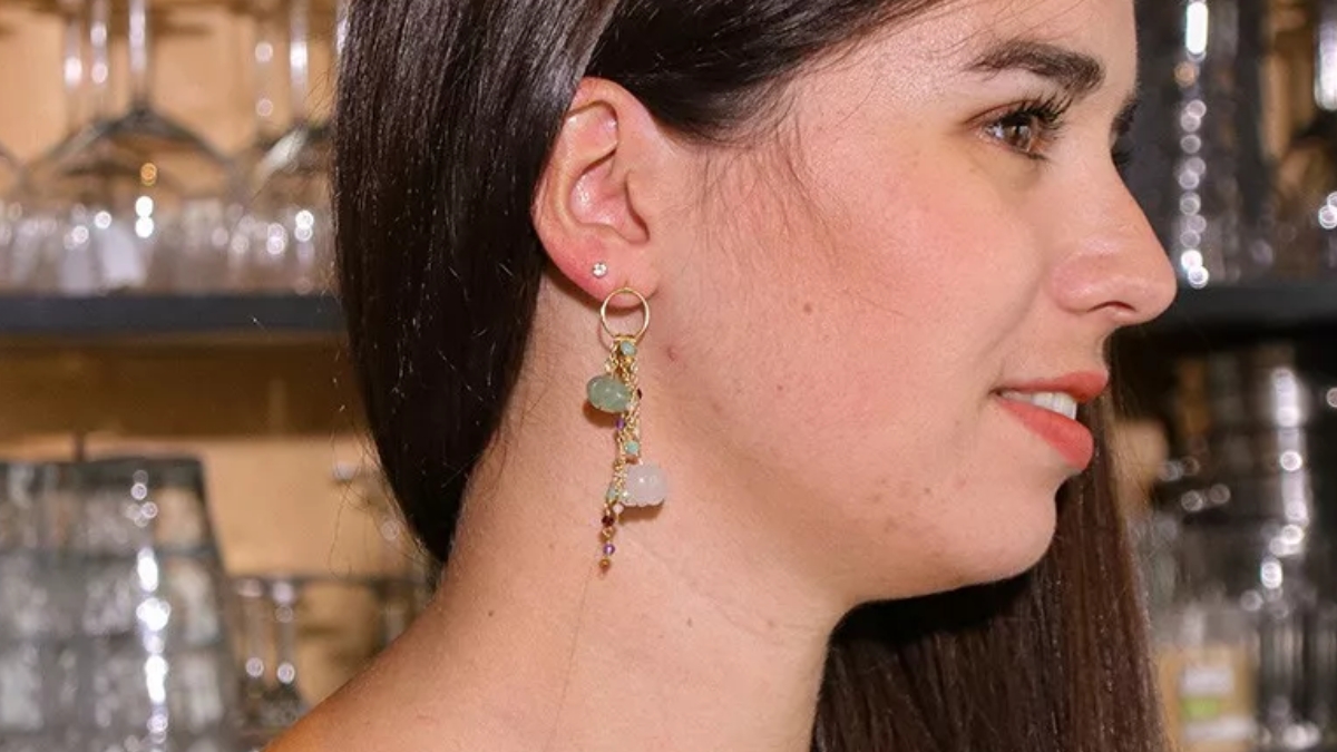 boucles d'oreilles jade et pierre naturelle