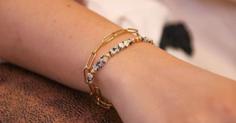 Bracelet en pierre Jaspe dalmatien