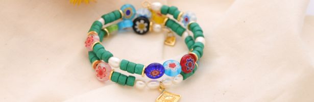 bracelet heishi fil memoire