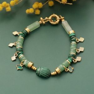 bracelet pierre naturelle et fermoir bou&eacute;e