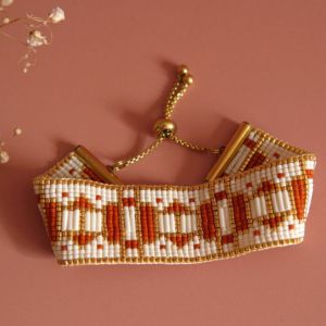 bracelet tissé terracotta et ivoire