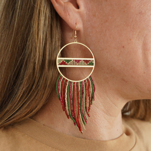 boucles d'oreilles automnales &agrave; franges en perles Miyuki