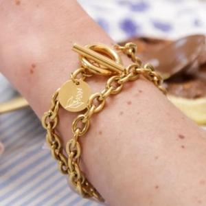 bracelet acier inox dor&eacute;