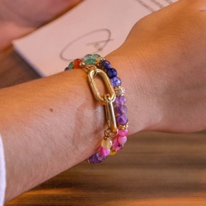bracelet pierre gemme color&eacute;e