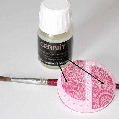 Broche Rose pâte polymère Cernit et plaques de texture : Etape 17