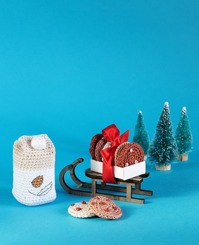 Schéma DIY Brique de lait d'amande et cookies au crochet
