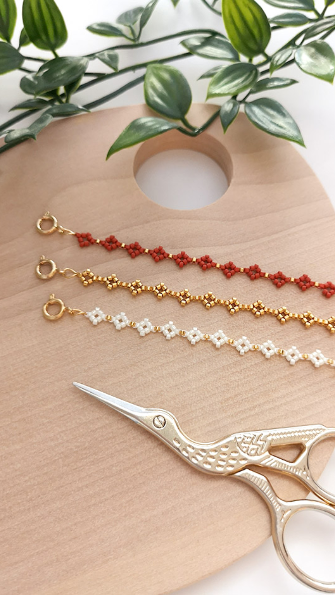 Schéma DIY Bracelets en perles miyuki mini losanges ou marguerites