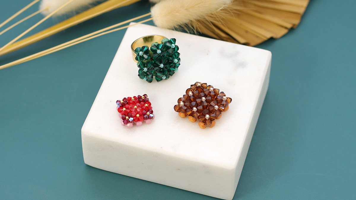 Schéma Tuto Bague Carrée 9 Fleurs en Toupies PureCrystal