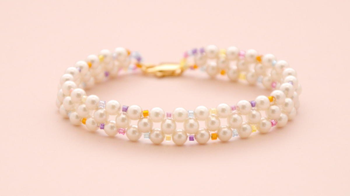 Schéma Bracelet douceur perles nacrées Preciosa et Mix Miyuki delicas