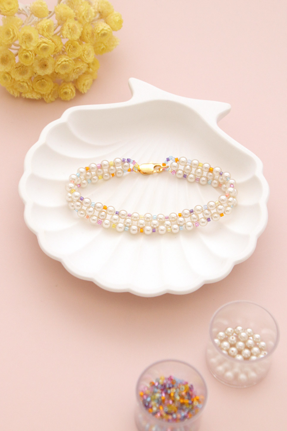 Schéma Bracelet douceur perles nacrées Preciosa et Mix Miyuki delicas