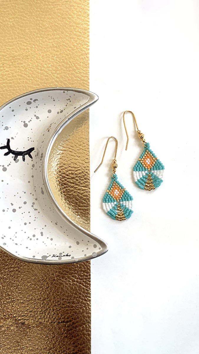 Schéma Boucles d'oreilles géométriques en perles Miyuki Délicas 11/0