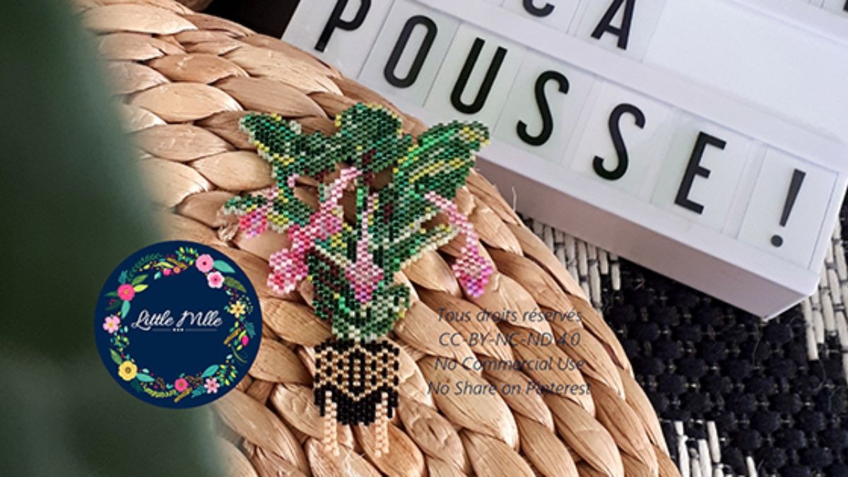 Schéma Grille de tissage Brick Stitch plante verte Medinillia Magnifica Miyuki Delicas 11/0