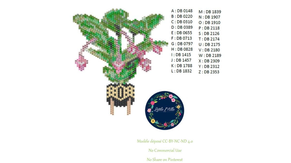 Grille de tissage Brick Stitch plante verte Medinillia Magnifica Miyuki Delicas 11/0 : Etape 1