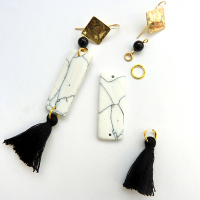 Boucles d'oreilles effet marbre en pâte polymère et pompons : Etape 3