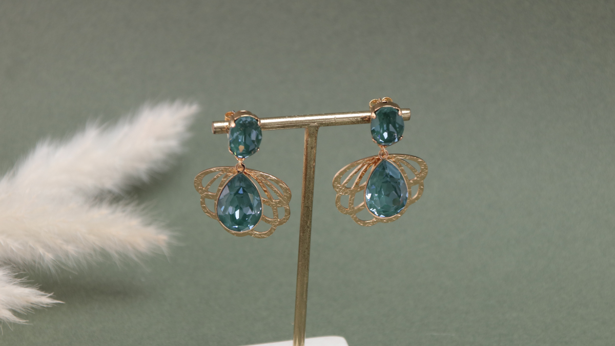 Schéma Boucles d'oreilles en cristal vert Schéma Boucles d'oreilles en cristal vert