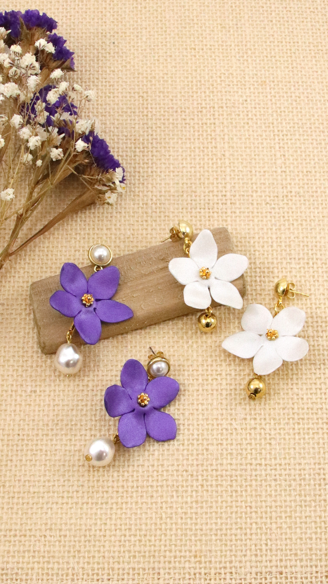 Schéma Boucles d'oreilles fleurs en Cernit Métallic