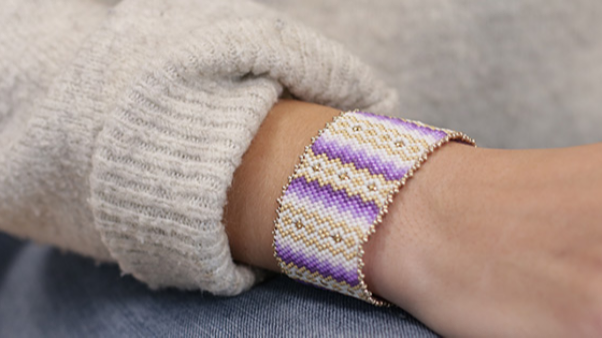 Schéma Bracelet tissage peyote de perles Miyuki Délicas 11/0 avec insertion de Strass Crystal Mesh PureCrystal