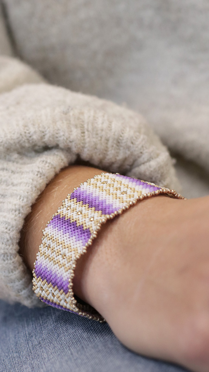 Schéma Bracelet tissage peyote de perles Miyuki Délicas 11/0 avec insertion de Strass Crystal Mesh PureCrystal