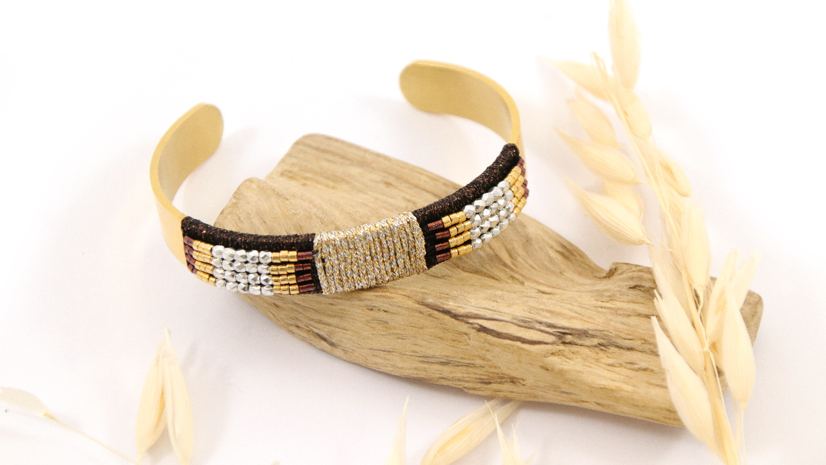 Schéma Bracelet chic perles Miyuki et fils brillants en acier inox doré