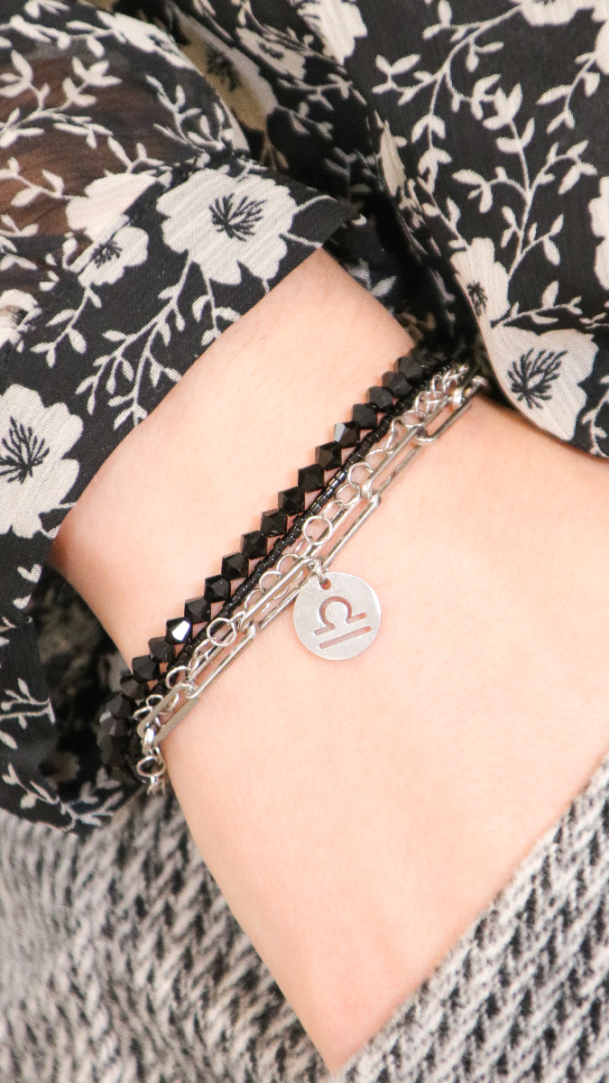 Schéma Bracelet multirang en acier inox, Miyuki Délicas et Toupies PureCrystal