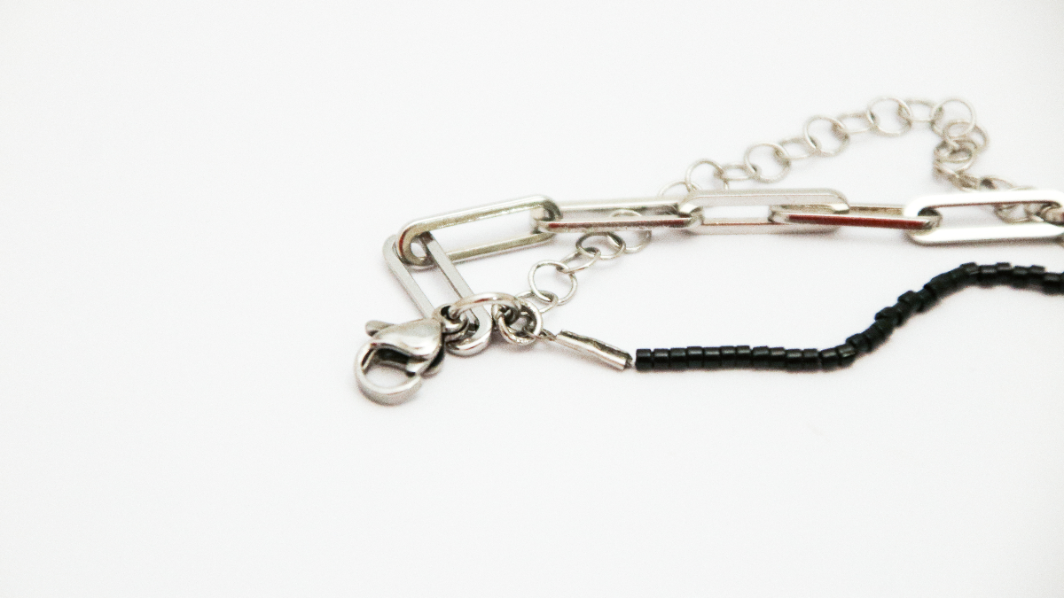 Bracelet multirang en acier inox, Miyuki Délicas et Toupies PureCrystal : Etape 3