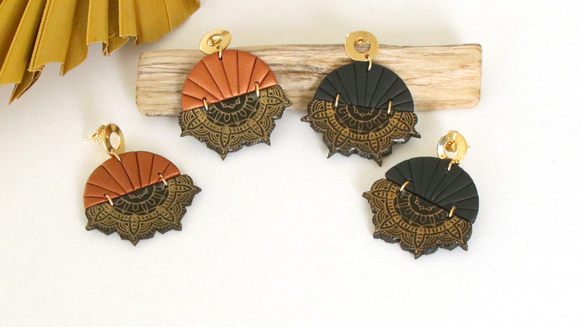 Boucles d'oreilles polymère ethniques et raffinées