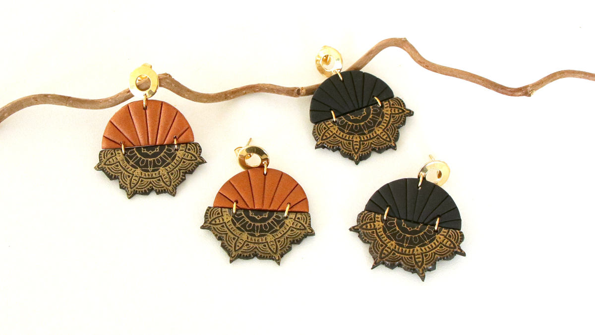 Schéma Boucles d'oreilles polymère ethniques et raffinées