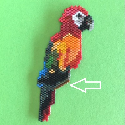 Perroquet en Brickstitch et Peyote : Etape 15