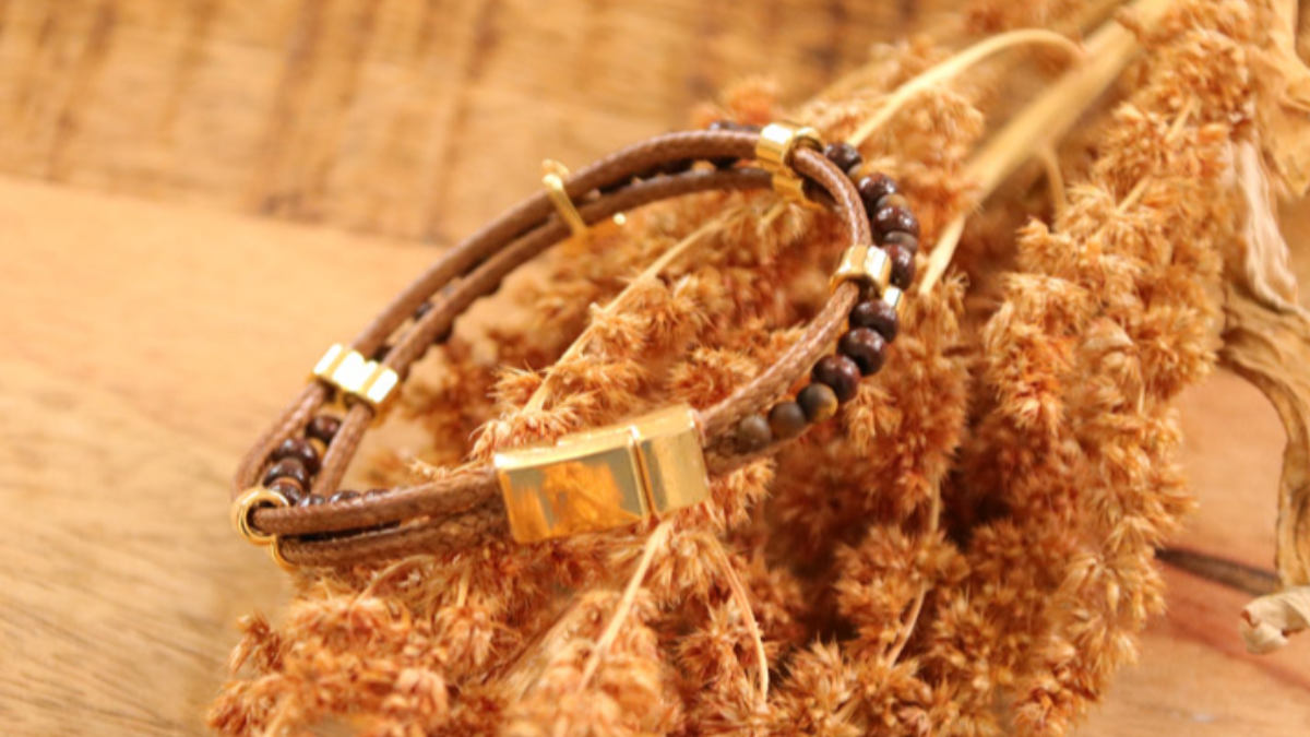 Bracelet homme multirang, oeil de tigre, perles en bois et Bouddha : Etape 4