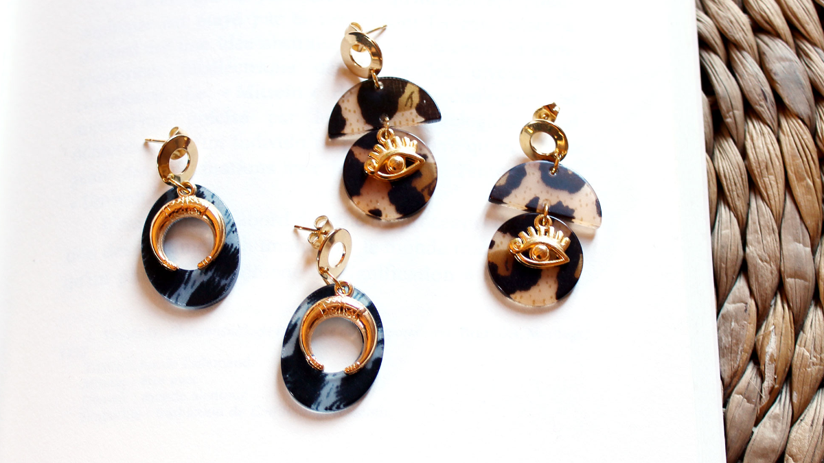 Schéma Boucles d'oreilles pendantes acétate Karine