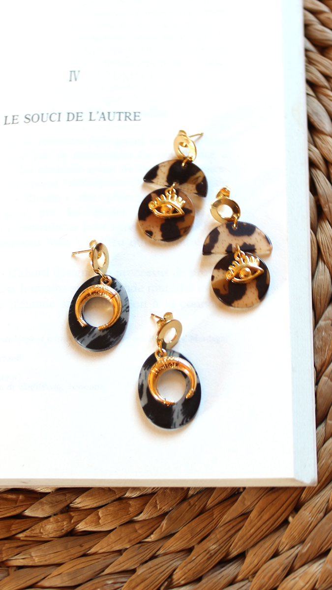 Schéma Boucles d'oreilles pendantes acétate Karine