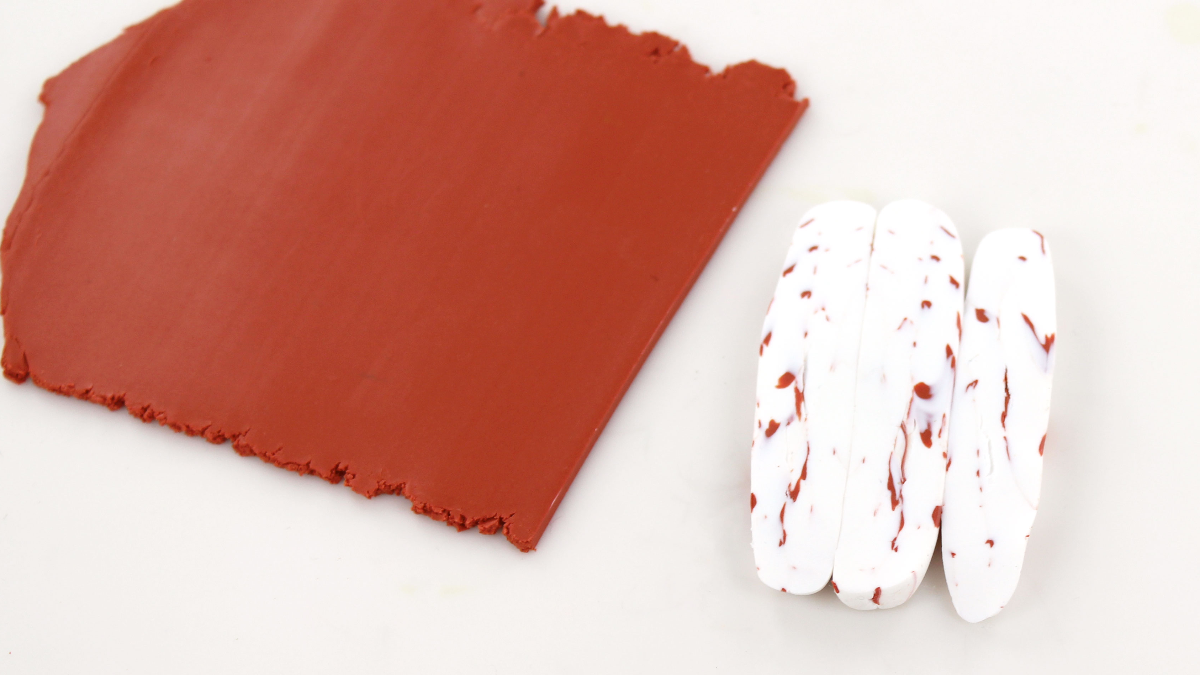 Boucles d'oreilles fleurs en polymère texture tissu et effet marbré : Etape 4