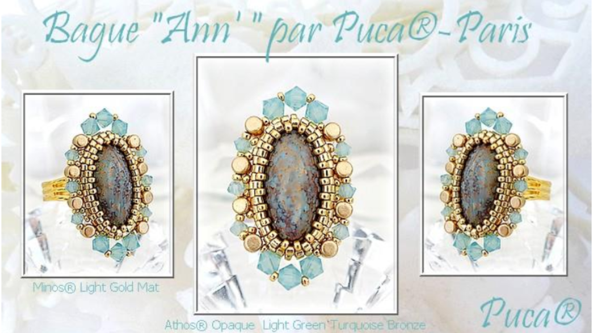 Schéma Bague Ann en cabochons en verre Athos par Puca