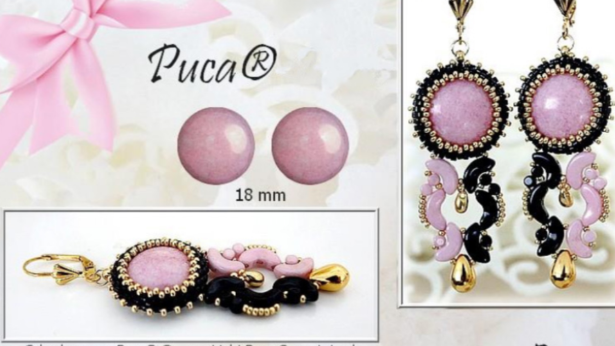 Boucles d'oreilles Jin avec perles Arcos et Minos et cabochon par Puca