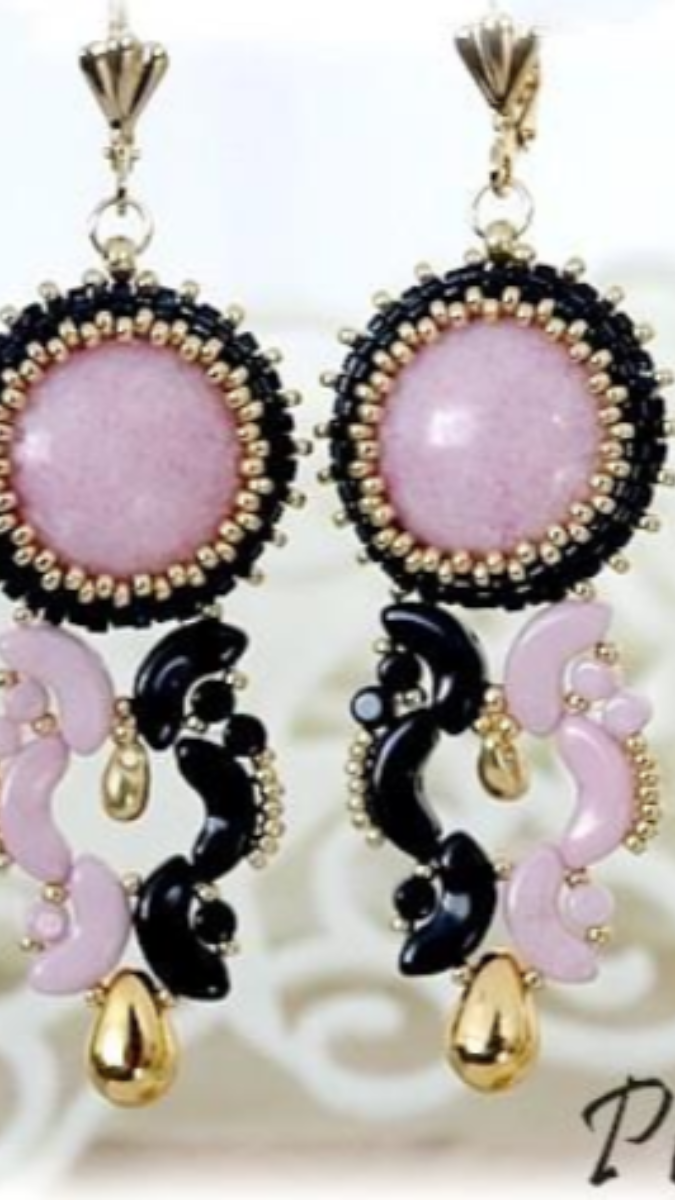Schéma Boucles d'oreilles Jin avec perles Arcos et Minos et cabochon par Puca