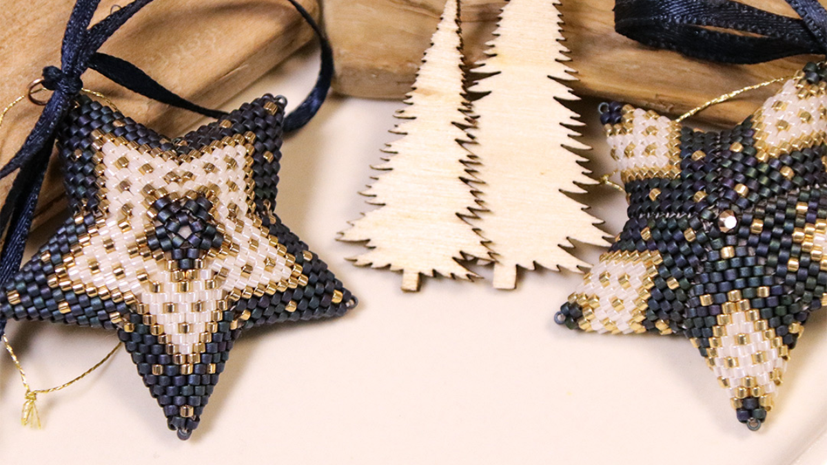 Etoiles 3D de Noël en tissage peyote de perles Miyuki : Etape 7