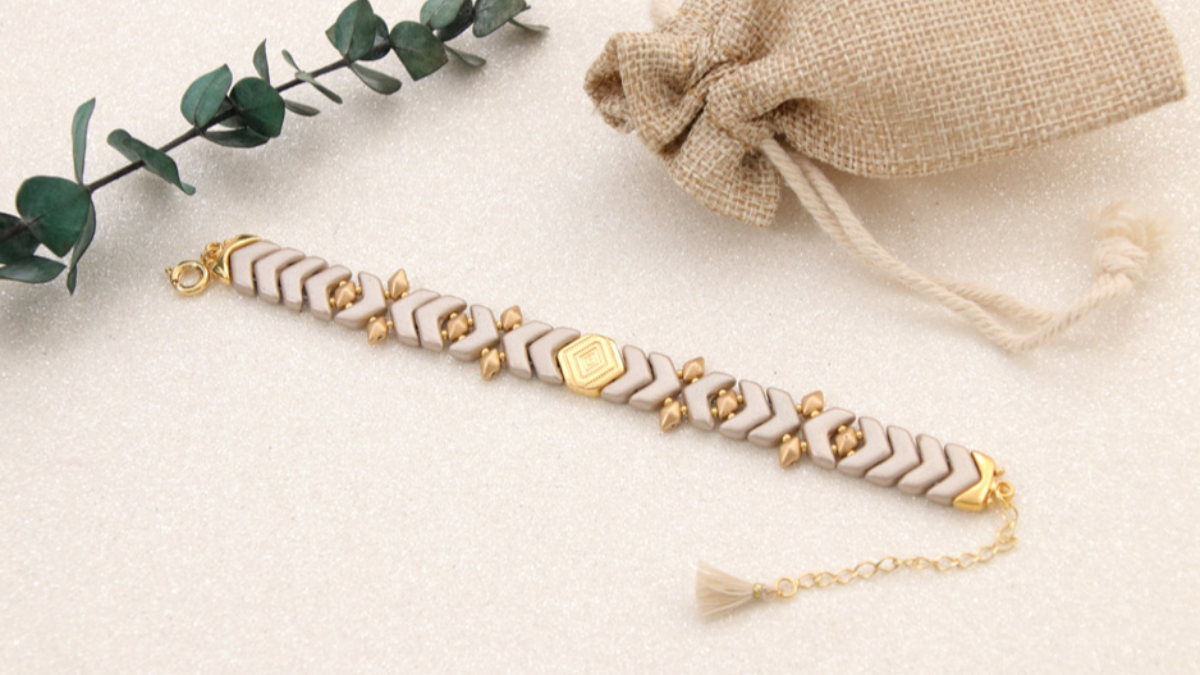 Schéma Bracelet perles en verre Chevrons et cymbal beads