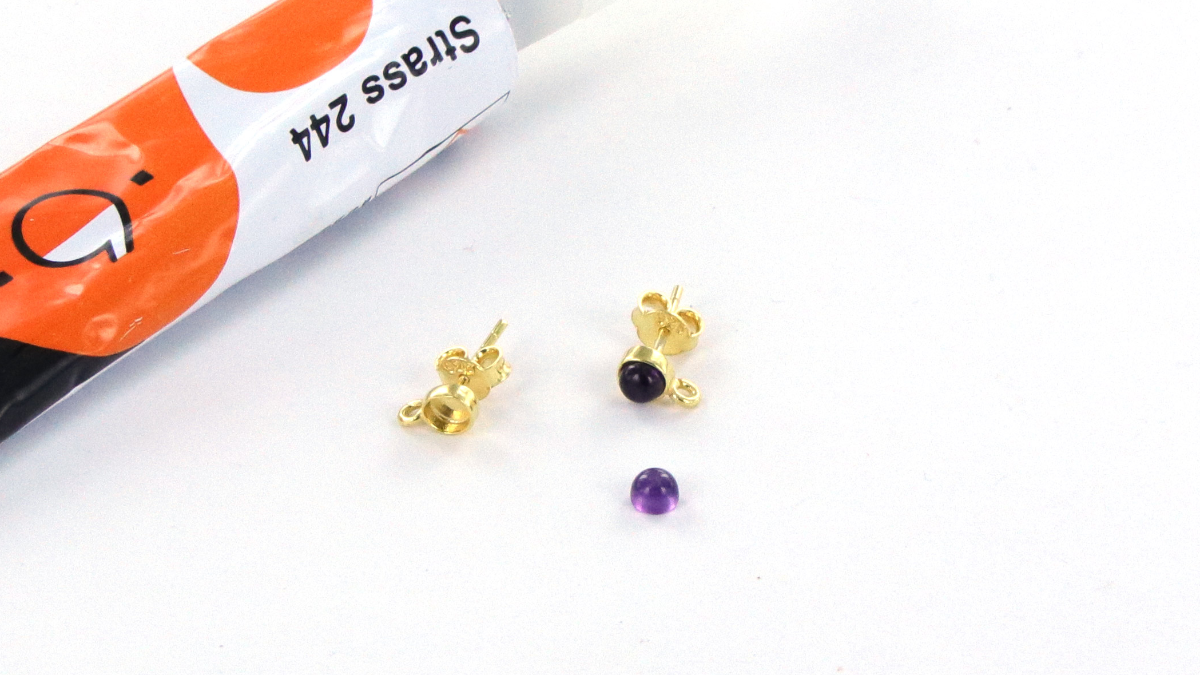 DIY Boucles d'oreilles pendantes avec pierres gemmes améthystes : Etape 4