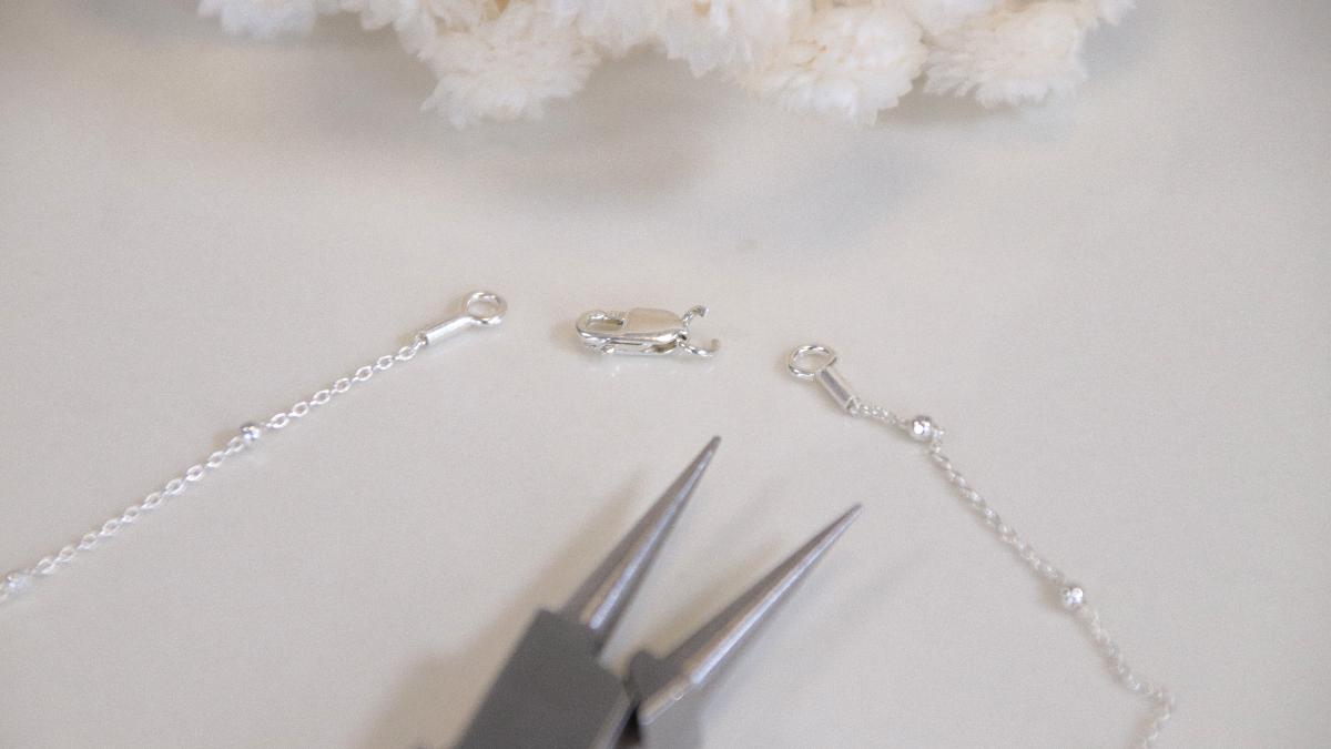 Collier chaîne boule en Argent 925 et pendentif en Quartz fumé : Etape 2