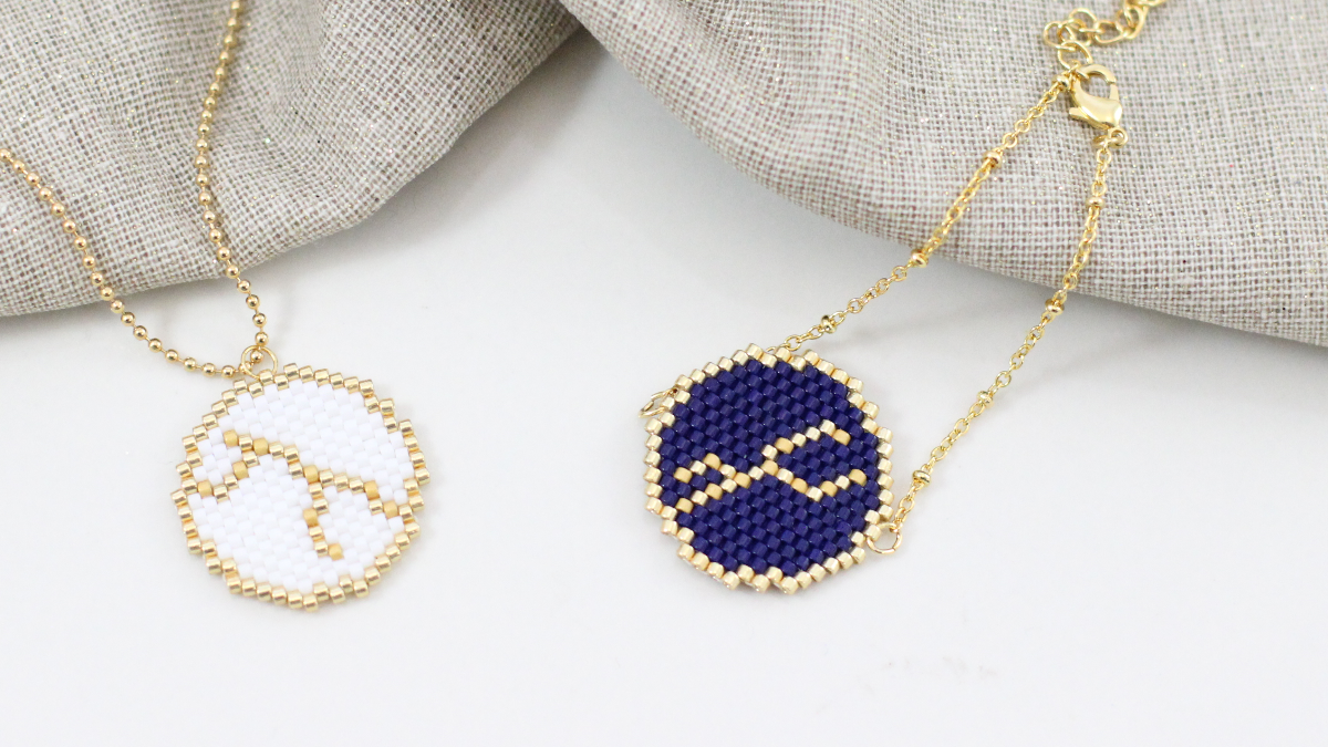 Bijoux constellations signe astrologique en tissage de perles Miyuki Délicas 11/0