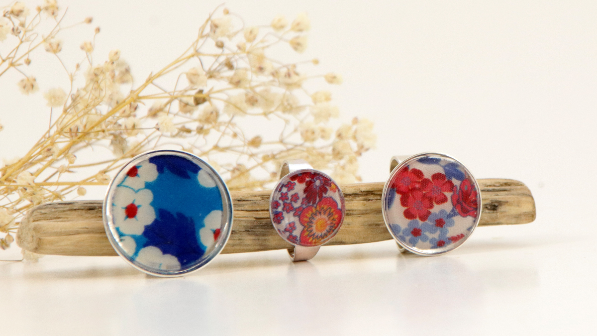 Schéma Bagues en résine et tissu