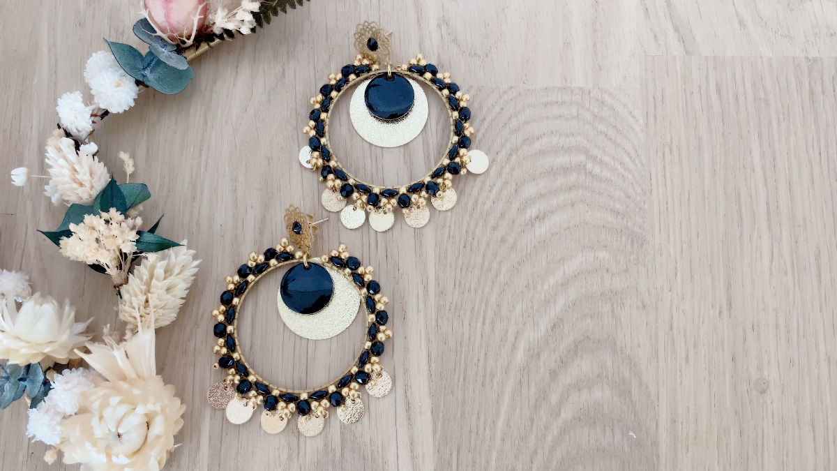 Schéma Boucles d'oreilles tissage brickstitch de perles à facettes et perles SuperDuo