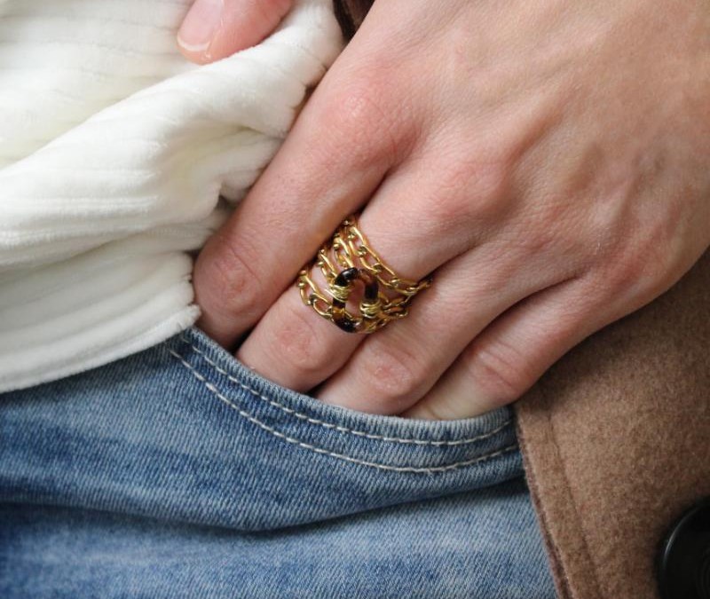 Schéma Bague multirang maille gourmette en acier inoxydable