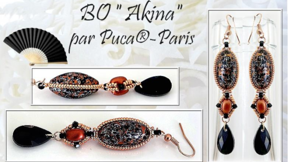 Schéma Boucles d'oreilles Akina en perles en verre Athos et Samos par Puca