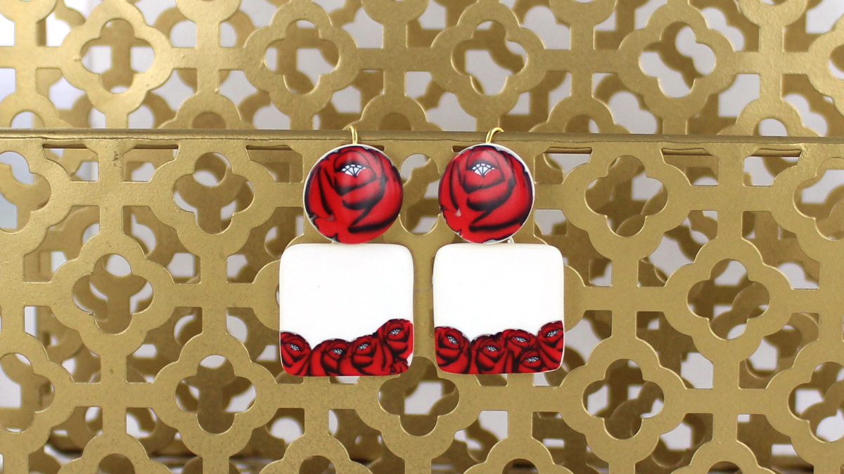 Schéma Boucles d'oreilles polymère cane rose