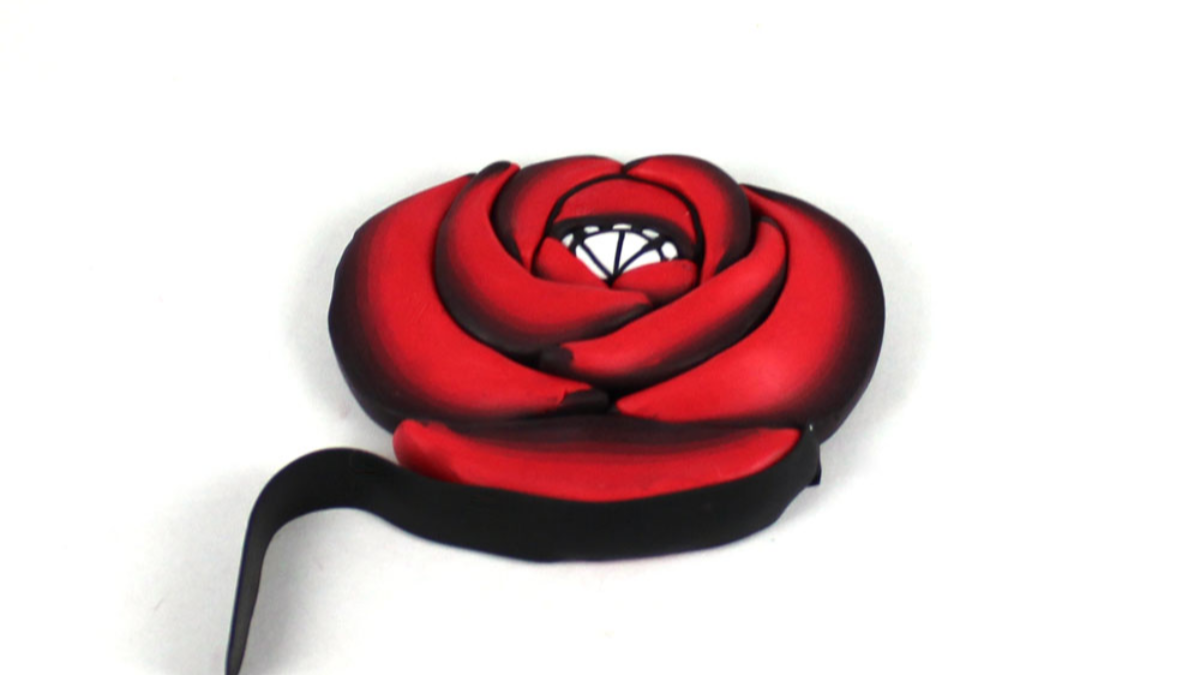 Boucles d'oreilles polymère cane rose : Etape 15