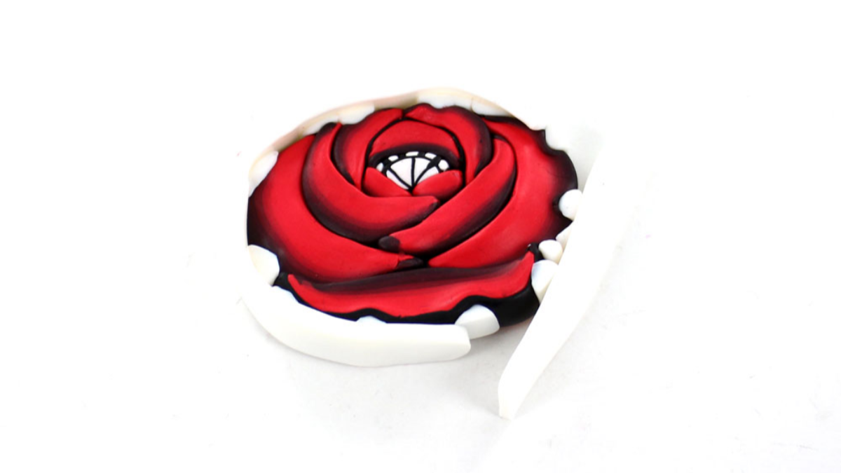 Boucles d'oreilles polymère cane rose : Etape 17