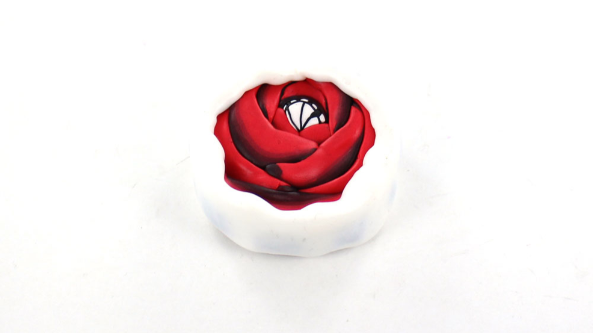 Boucles d'oreilles polymère cane rose : Etape 18