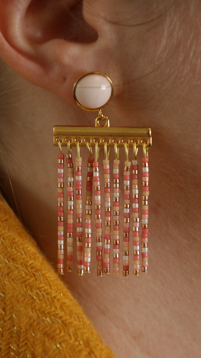 Schéma Boucles d'oreilles à franges Pastel en perles Miyuki Délicas 11/0