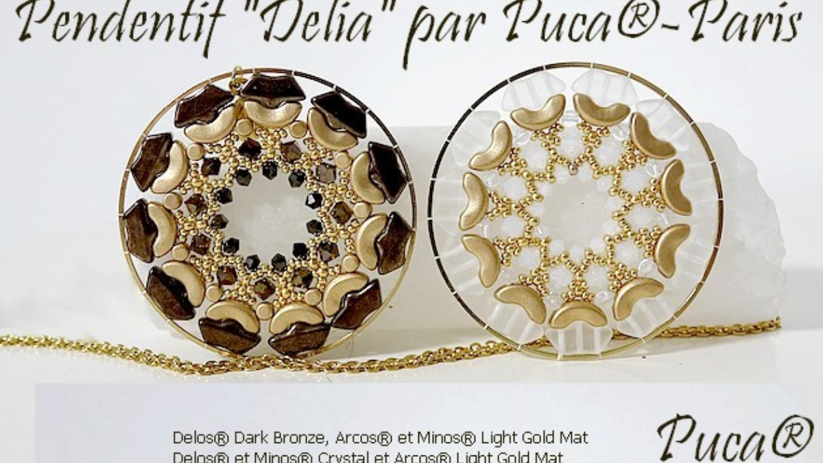 Schéma Pendentif Delia en perles en verre Delos par Puca